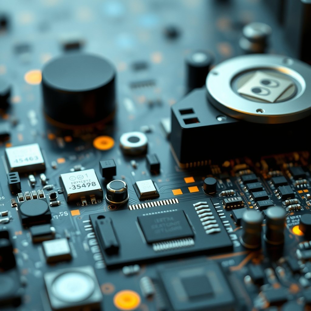 A macro shot of a car electronic control unit processor board with intricate copper traces.