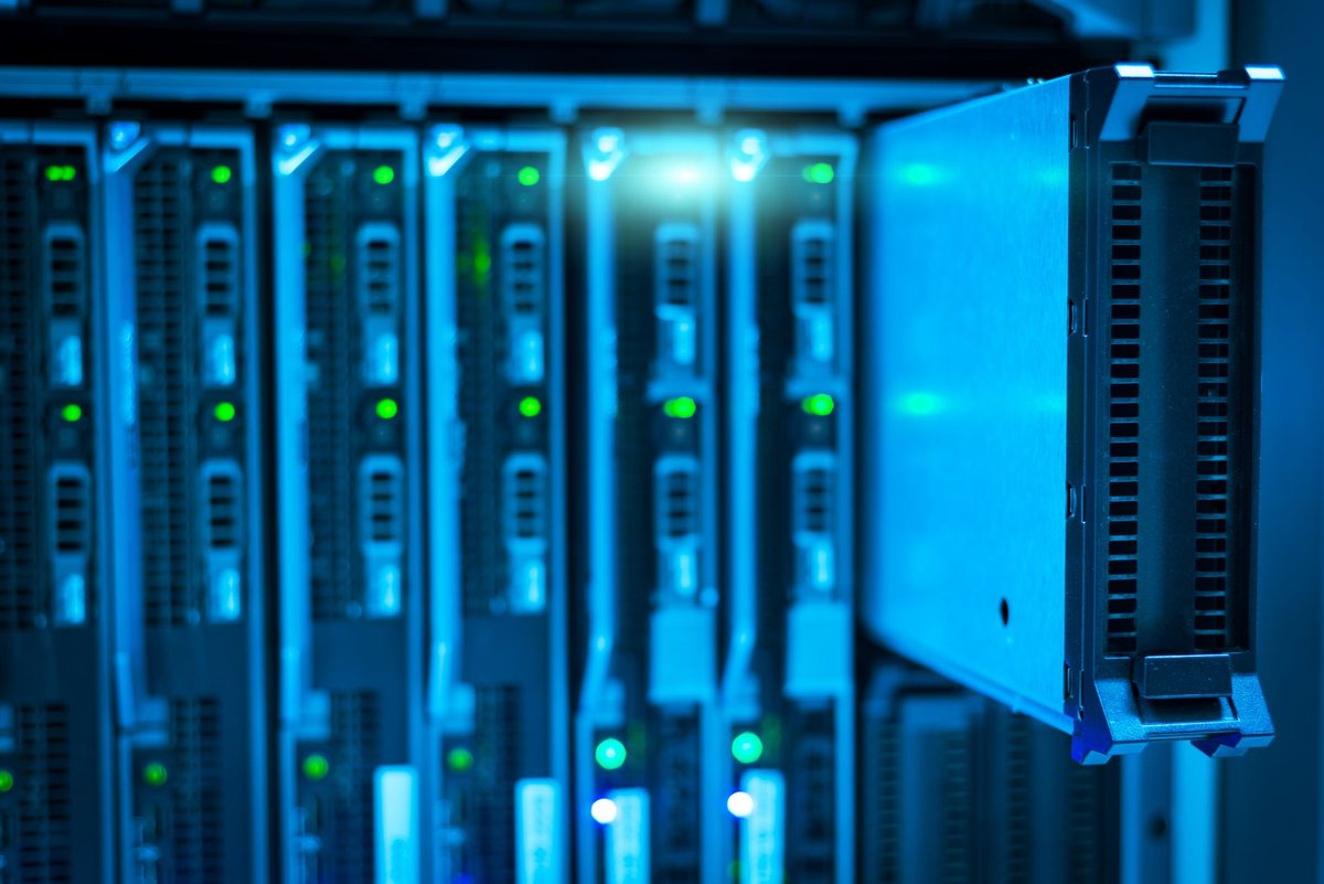 Server racks inside an exchange data center processing real-time market data feeds.