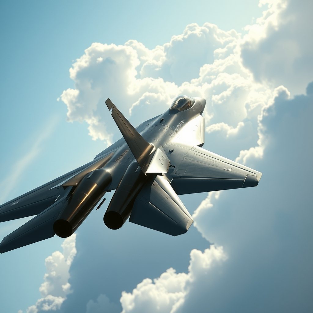 A modern military jet pushing past the sound barrier at high altitude.