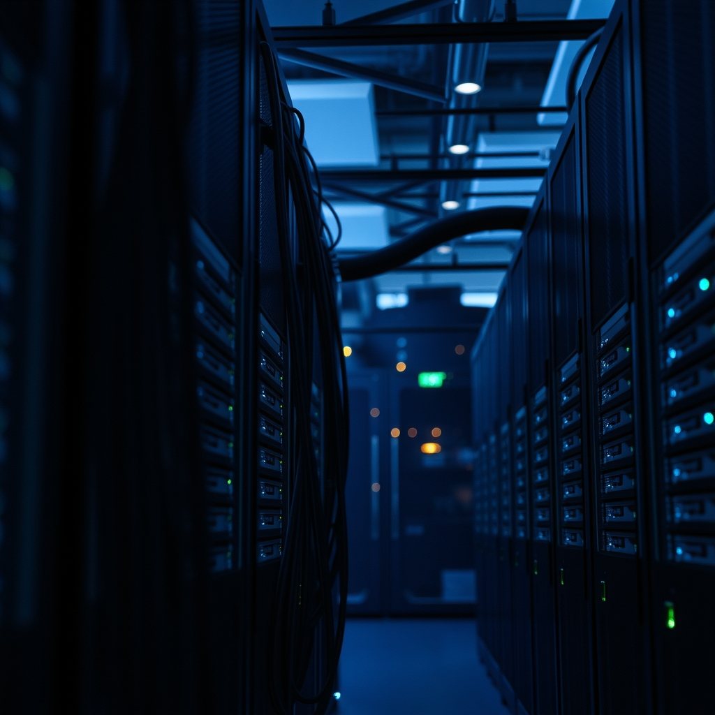 A clean illustration of glowing cloud servers processing and splitting video files into multiple resolutions.